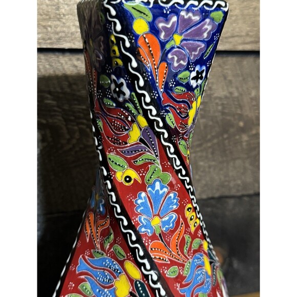 12" Turkish Handmade Twisted Vase Traditional Home Décor Gift Sedef Turkey - Picture 6 of 11